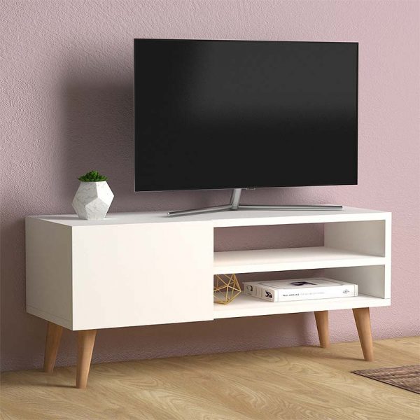 2 - Έπιπλο τηλεόρασης Porto Megapap από μελαμίνη χρώμα λευκό 90x32x42εκ.