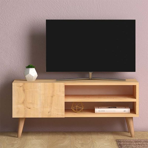 3 - Έπιπλο τηλεόρασης Porto Megapap από μελαμίνη χρώμα oak 90x32x42εκ.