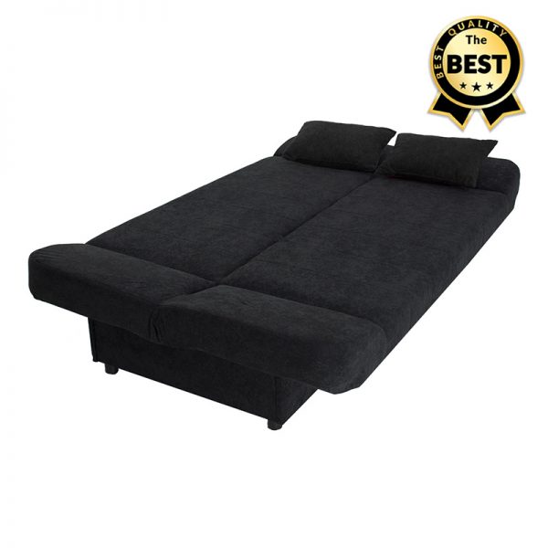 2 - Kαναπές - κρεβάτι Tiko PLUS Megapap τριθέσιος με αποθηκευτικό χώρο και ύφασμα σε μαύρο 200x90x96εκ.