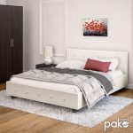 Κρεβάτι Roi pakoworld διπλό 160x200 PU λευκό ματ + αποθηκευτικό χώρο