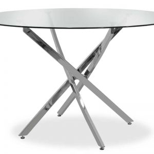 Τραπέζι στρόγγυλο Steve pakoworld με γυάλινη επιφάνεια διαφανές Φ120x74