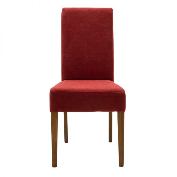 Καρέκλα Ditta pakoworld ύφασμα κόκκινο-πόδι μασίφ ξύλο καρυδί