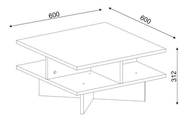 Τραπέζι σαλονιού PWF-0027 pakoworld χρώμα καρυδί - λευκό 60x60x31εκ