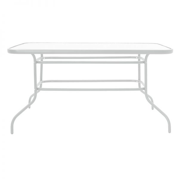 Τραπέζι κήπου Valor pakoworld μέταλλο λευκό-γυαλί 140x80x70εκ