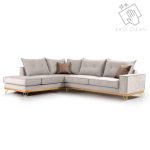 Γωνιακός καναπές δεξιά γωνία Luxury II pakoworld ύφασμα cream-mocha 290x235x90εκ