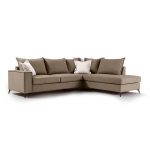 Γωνιακός καναπές αριστερή γωνία Romantic pakoworld ύφασμα mocha-cream 290x235x95εκ