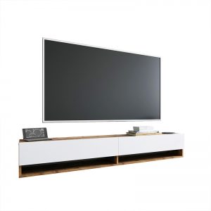 Έπιπλο τηλεόρασης επιτοίχιο Handra pakoworld λευκό-oak 180x31