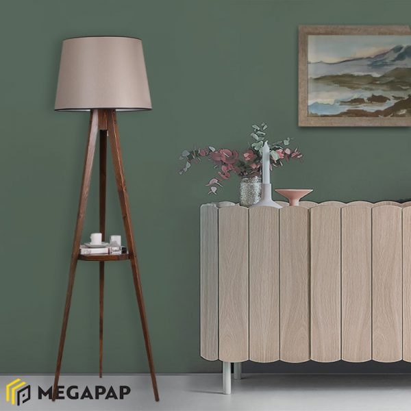 1 - Φωτιστικό δαπέδου Perry Megapap ξύλο/ύφασμα χρώμα καρυδί - μόκα 45x31x160εκ.