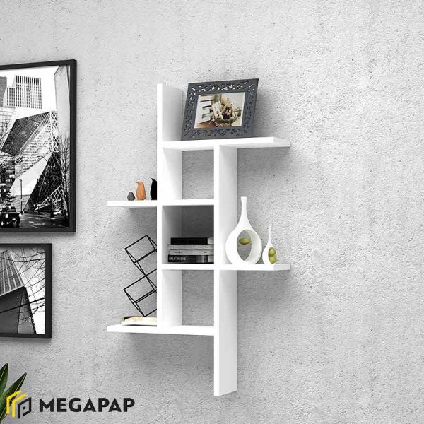 1 - Ραφιέρα τοίχου Alize Megapap από μελαμίνη χρώμα λευκό 100x17x60εκ.