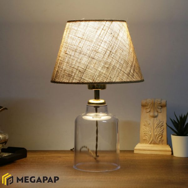 2 - Φωτιστικό επιτραπέζιο Atkinson Megapap ύφασμα/πλαστικό χρώμα καφέ/χρυσό 22x14x30εκ.