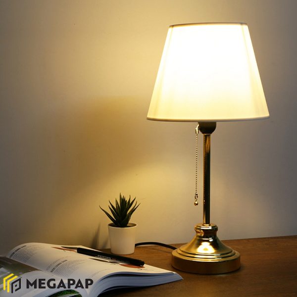 1 - Φωτιστικό επιτραπέζιο Harrison Megapap ύφασμα/μέταλλο/Mdf χρώμα λευκό/χρυσό 22x17x45εκ.
