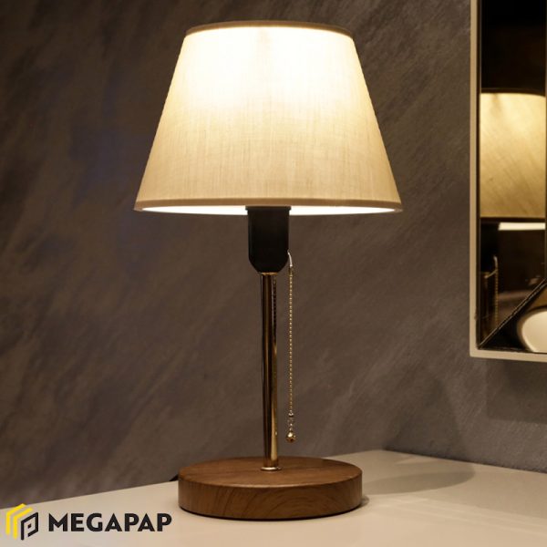1 - Φωτιστικό επιτραπέζιο Tipton Megapap μέταλλο/πλαστικό/Mdf χρώμα μπεζ/χρυσό/καφέ 22x14x40εκ.
