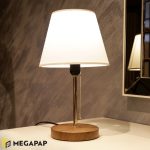 3 - Φωτιστικό επιτραπέζιο Tipton Megapap μέταλλο/πλαστικό/Mdf χρώμα λευκό/χρυσό/καφέ 22x14x40εκ.