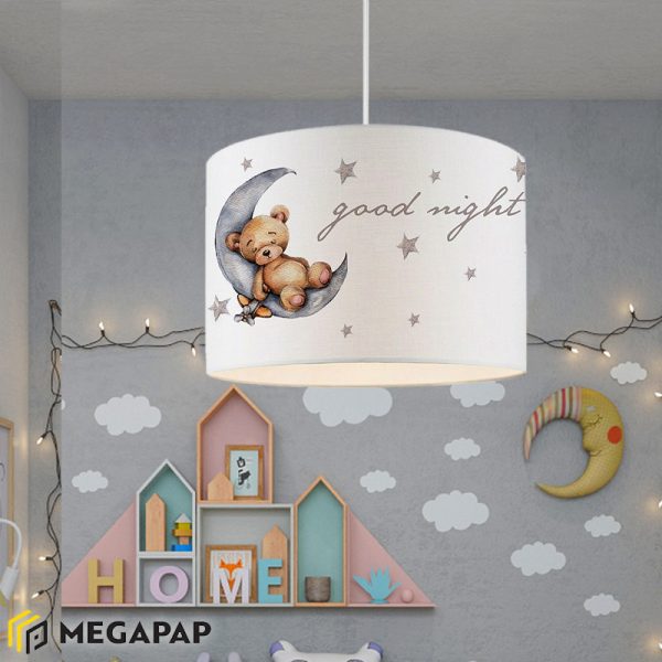 2 - Φωτιστικό οροφής Goofy Megapap υφασμάτινο με χαριτωμένο αρκουδάκι 28x21x70εκ.
