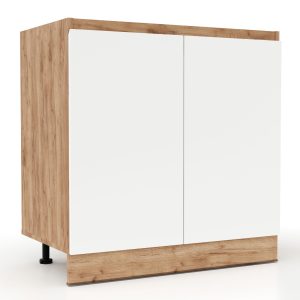 Επιδαπέδιο ντουλάπι νεροχύτη κουζίνας Soft Λευκό με βελανιδιά 80x46