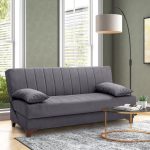 5 - Καναπές - κρεβάτι Victor Megapap τριθέσιος βελούδινος με αποθηκευτικό χώρο σε χρώμα σκούρο γκρι 190x84x90εκ.