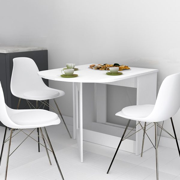 4 - Τραπέζι μελαμίνης Winslet Megapap επεκτεινόμενο χρώμα λευκό 37(80+80)x80x76εκ.