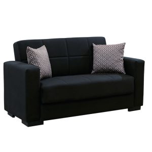 Kαναπές κρεβάτι Vox pakoworld 2θέσιος ύφασμα βελουτέ μαύρο 148x77x80εκ