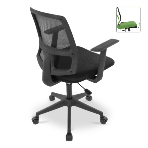1 - Καρέκλα εργασίας Paco Megapap υφασμάτινη χρώμα μαύρο 63x60x98εκ.