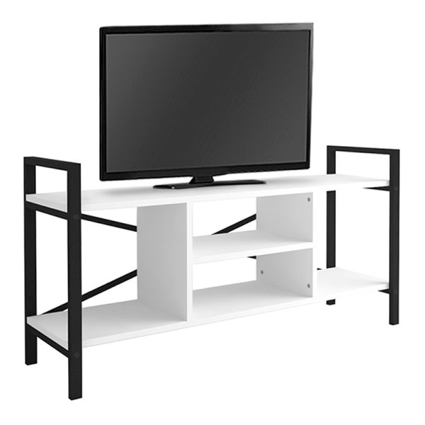 1 - Έπιπλο τηλεόρασης Santana Megapap μεταλλικό - μελαμίνης χρώμα μαύρο - λευκό 120x35x61εκ.