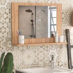 2 - Καθρέφτης μπάνιου Devlin Megapap από μελαμίνη χρώμα pine oak 60x10x45εκ.