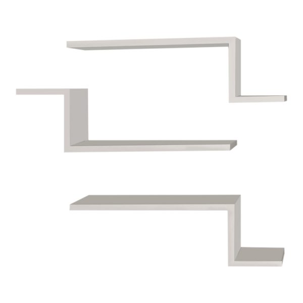 1 - Ραφιέρα τοίχου Lowa Megapap 3 τεμαχίων από μελαμίνη χρώμα λευκό 57