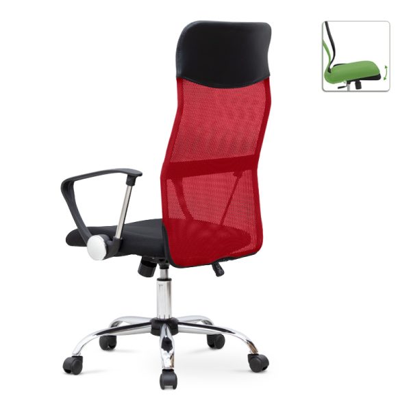 3 - Καρέκλα γραφείου Marco Megapap με ύφασμα Mesh χρώμα κόκκινο - μαύρο 62x59x110/120εκ.