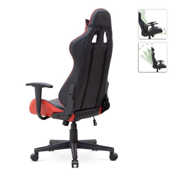 2 - Καρέκλα γραφείου Gaming Alonso Megapap από τεχνόδερμα χρώμα κόκκινο - μαύρο 67x70x125/135 εκ.