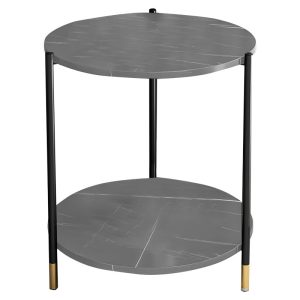 Τραπέζι σαλονιού Rhythm MDF γκρι μαρμάρου-μαύρο Φ48x60cm