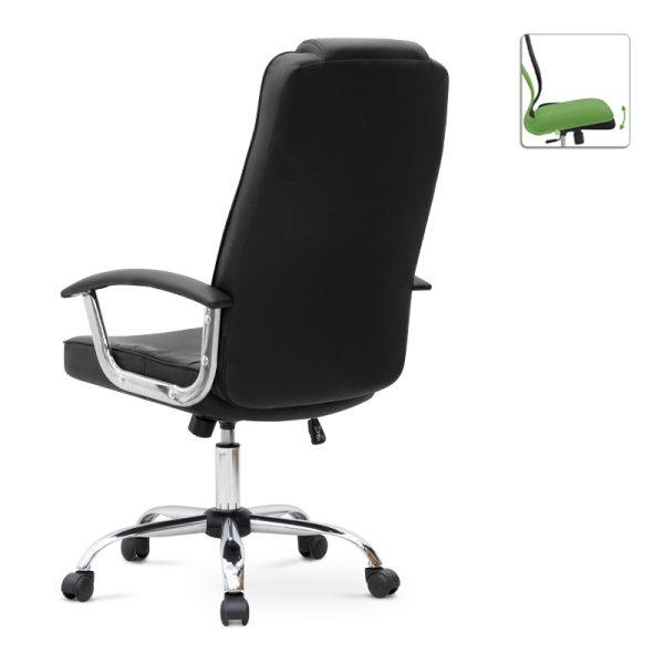 1 - Καρέκλα γραφείου διευθυντική Arial Megapap από τεχνόδερμα χρώμα μαύρο 62x63x112/122εκ.