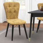 7 - Καρέκλα τραπεζαρίας Palmira Megapap υφασμάτινη χρώμα μουσταρδί - μαύρο πόδι 47x44x88εκ.