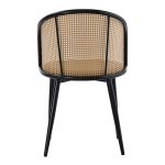 Καρέκλα Riccardo pakoworld φυσικό pe rattan-ανθρακί pu-μαύρο μέταλλο 56x52x82εκ