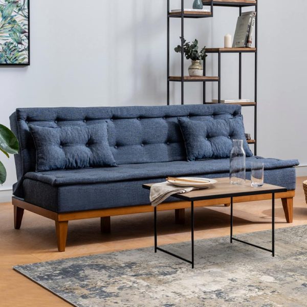 3 - Καναπές - κρεβάτι Veron Megapap τριθέσιος υφασμάτινος χρώμα σκούρο μπλε 180x80x78εκ.