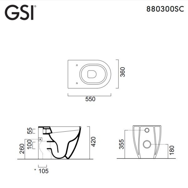 Λεκανη Δαπεδου - GSI Pura Swirl 880300SC Back to Wall Youbath.gr