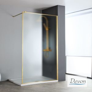 Devon IWIS Walk-in Gold Brushed PVD Fluted Clean Glass 80x200 - Διαχωριστικό Ντουζιέρας Youbath.gr