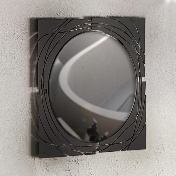1 - Καθρέπτης τοίχου Hulla Megapap από μέταλλο χρώμα μαύρο 55