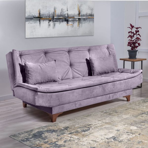 4 - Καναπές - κρεβάτι Lucas Megapap τριθέσιος υφασμάτινος χρώμα γκρι 190x85x85εκ.