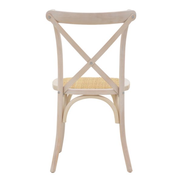Καρέκλα Dylon pakoworld white wash ξύλο οξιάς-έδρα φυσικό rattan 48x52x89εκ