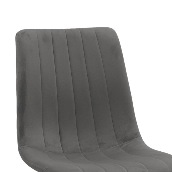 Καρέκλα Noor pakoworld ανθρακί βελούδο-πόδι μαύρο μέταλλο 44x55x86εκ