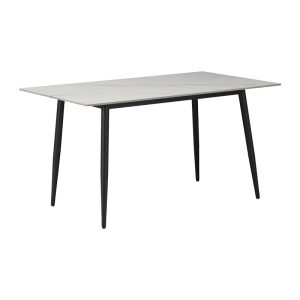 Τραπέζι Gustas pakoworld λευκό μαρμάρου sintered stone-μαύρο μέταλλο 140x80x75εκ