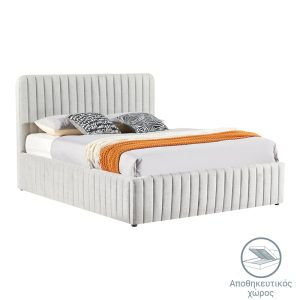 Κρεβάτι διπλό Zilin pakoworld ύφασμα γκρι-μπεζ 160x200εκ